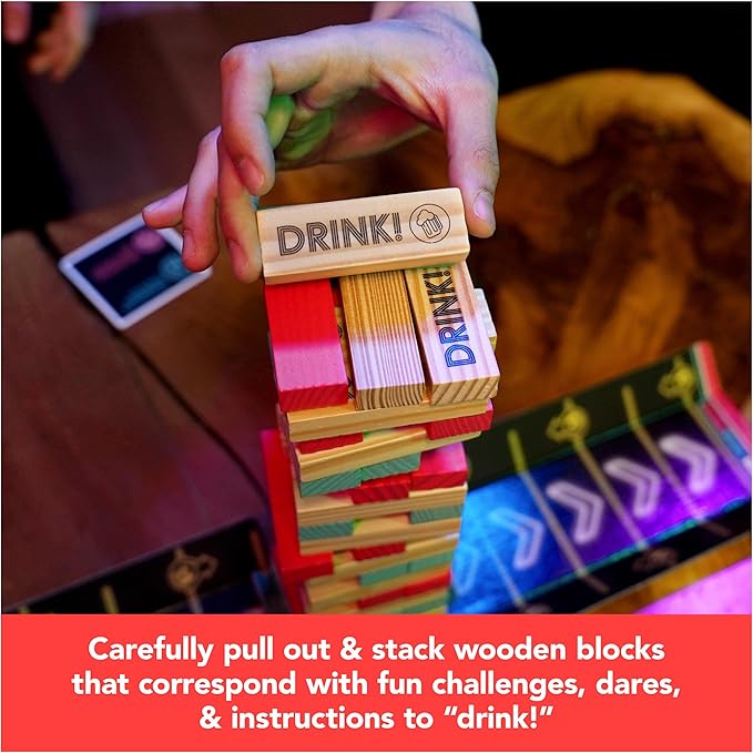 Spin Master Games, Chug O War Tumbling Tower, Adult Party Game for Happy Hour Hangs, 4 & Up Players, for Ages 21 & Up