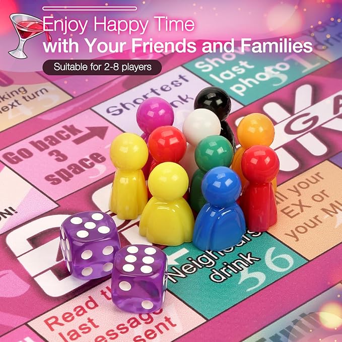 Drinking Board Games for Adults, Waterproof Leather Mat Drinking Board Game, Fun Party Interactive Drinking Games for Game Night, Bachelorette Parties, Birthday, Age 21+, 2-8 Players