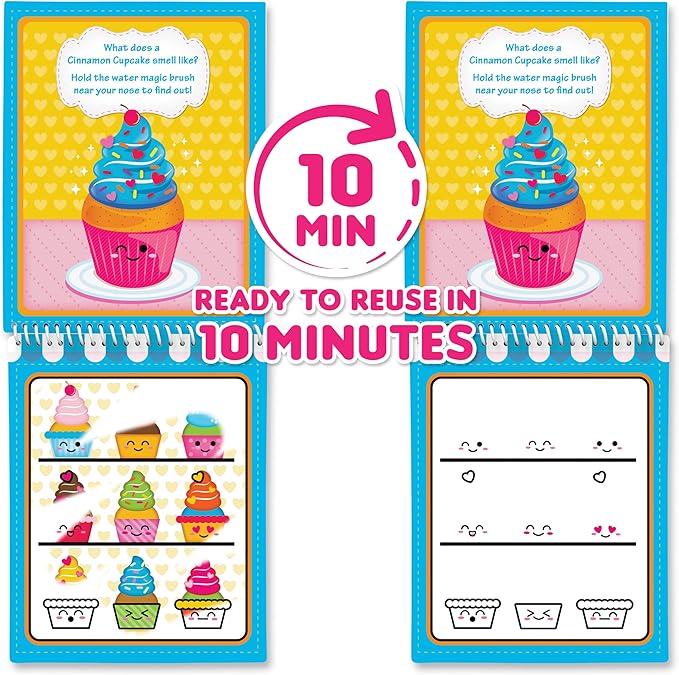 Scentco Water Magic - Patented Gourmet Scented Reusable Water Reveal Activity Books - No Mess, All Fun (Bakery and Sweet Sparkle)