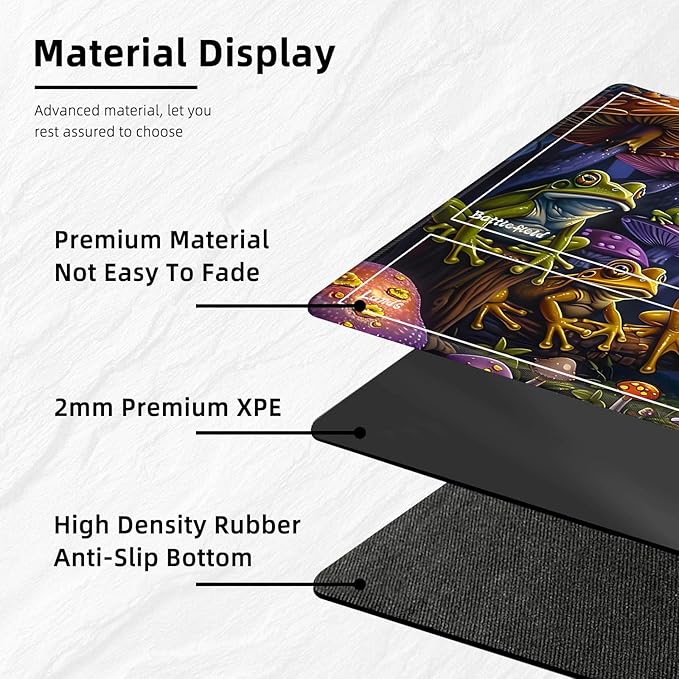 for MTG Playmat with Zones Storage Bag, for TCG Playmat and Playing Card Mat for Magic Board Games, Frog Non-Slip Stitched Edges Game Mat, Rollable Foldable Card Playmats