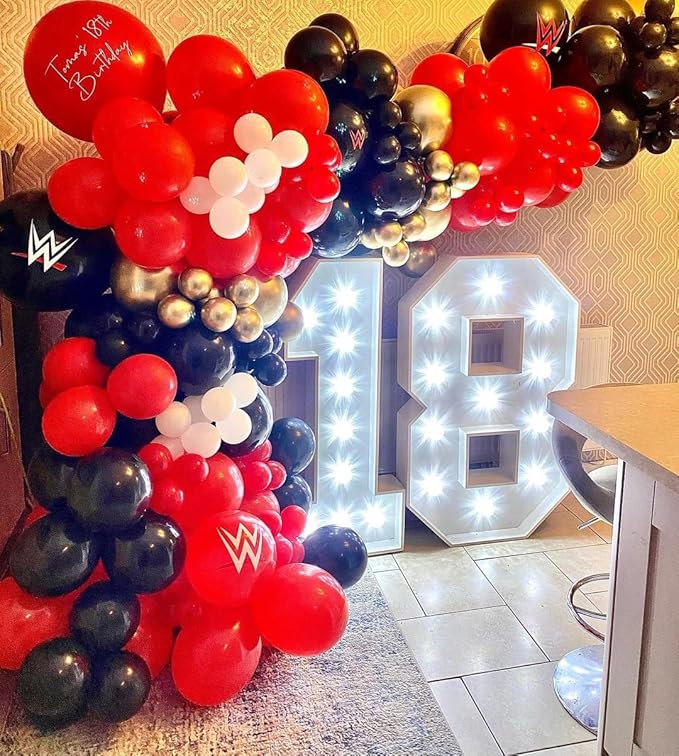 Red and Black Latex Balloons, 50Pcs 12inch Black Red White Party Balloons for Birthday,Wedding,Baby Shower,Casino Party, Race Car Party,Valentine's Day
