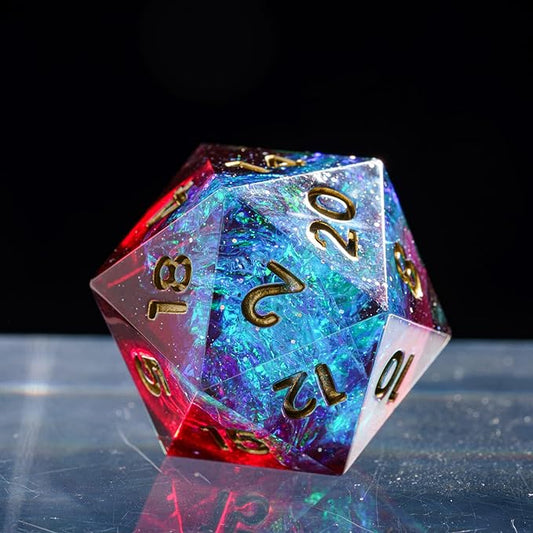 7PCS DND Dice Set,Handmade Sharp Edge Dice Set D&D RPG Polyhedral Die,for Dungeons and Dragons TTRPG Games Roleplaying Games Pathfinder,with Gift Box(Blue with Red)