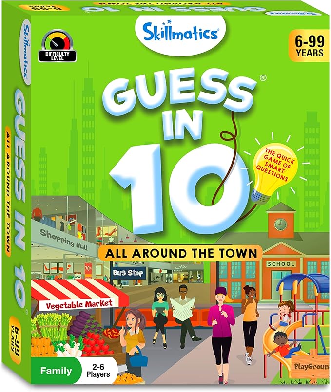 Skillmatics Guess in 10 Around Town, Perfect for Boys, Girls, Kids, and Families Who Love Card Games, Board Games, Travel Friendly, Gifts for Ages 6, 7, 8, 9 & Up