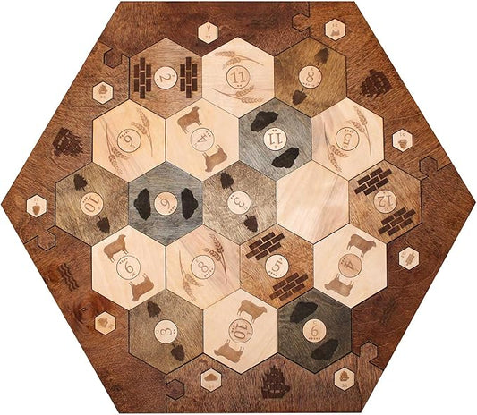 Custom Wood Settler Game Board - 2-4 Players | Main Board Red Oak Frame | Compatible with Catan