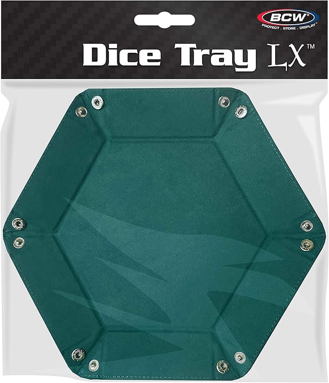 BCW Hexagon Dice Tray - Teal | Premium Quality, 12" Diameter (Flat), 8" Diameter (Folded) | Black Leatherette Back, Suede Liner | Ideal for RPGs, Warhammer, Dice Masters, DND | Gaming Dice Tray…