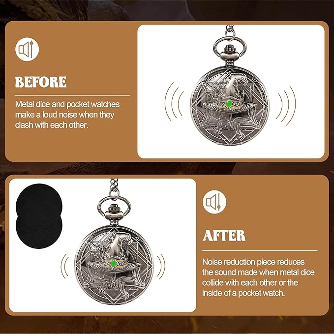 D&D Dice Set,7PCS Metal Dice for Dungeons and Dragons,Mini Dice Set with Pocket Watch Case,Role Playing Board Games Accessories (Wizard, Ancient Silver)