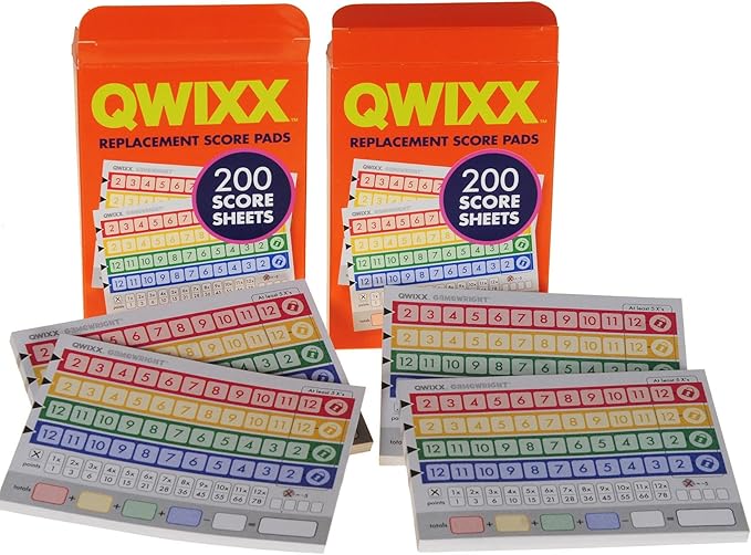QWIXX Dice Game, 2 Replacement Scoresheet Packs, RED Velvet Drawstring Pouch, Bundled Items