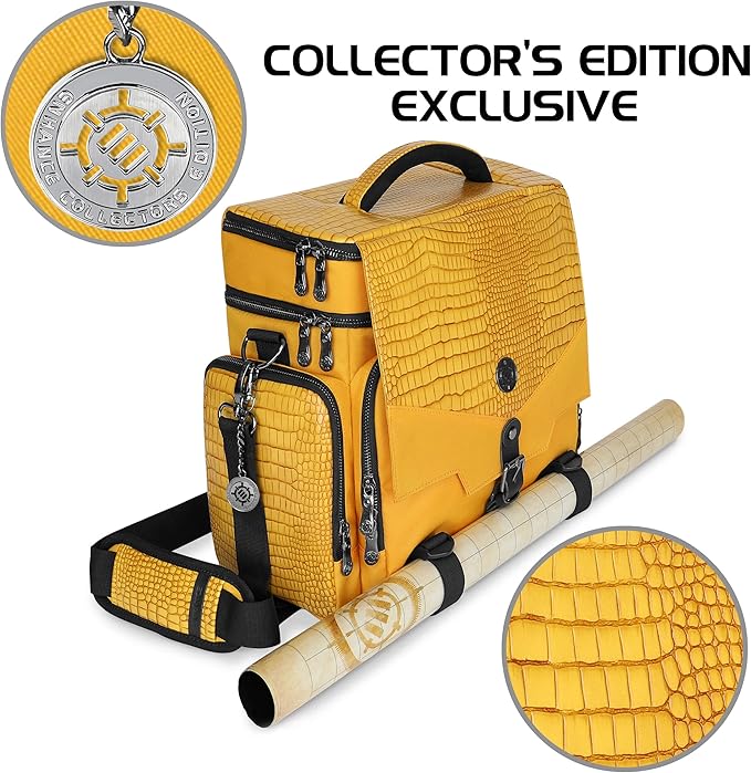 ENHANCE Collector's Edition RPG Adventurer's DND Bag - Outdoor Dragon Skin Travel Bag with Miniature Storage Chest, Mat Holder, DND Dice and Token Pockets, Fits for 4