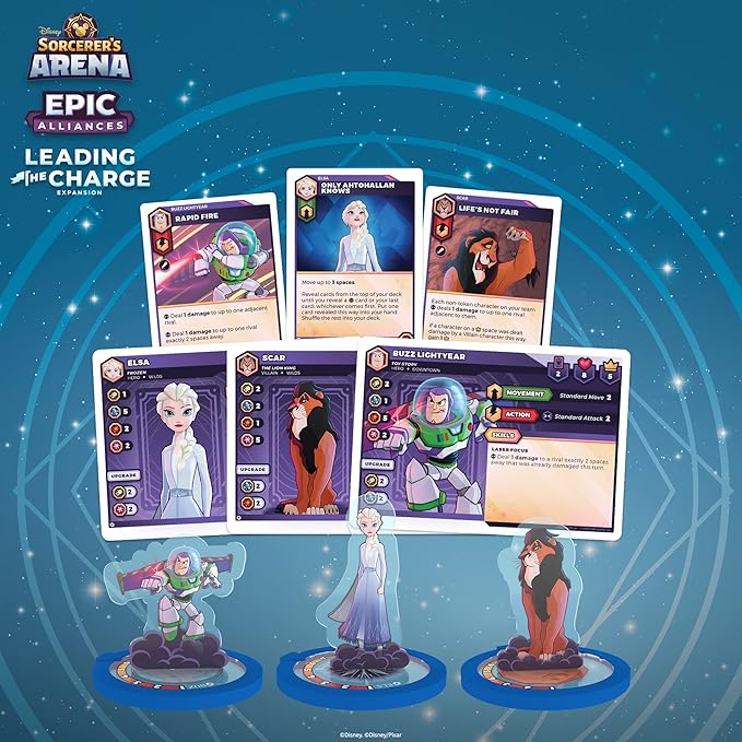 Disney Sorcerer’s Arena: Epic Alliances Leading The Charge Expansion | Featuring Buzz Lightyear, Scar, and Elsa | Officially-Licensed Disney Strategy & Family Board Game