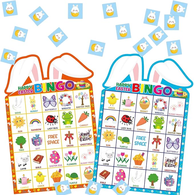 Fancy Land Easter Bingo Game for Kids 24 Players Die-Cut Party Supplies Classroom Party Activities Game