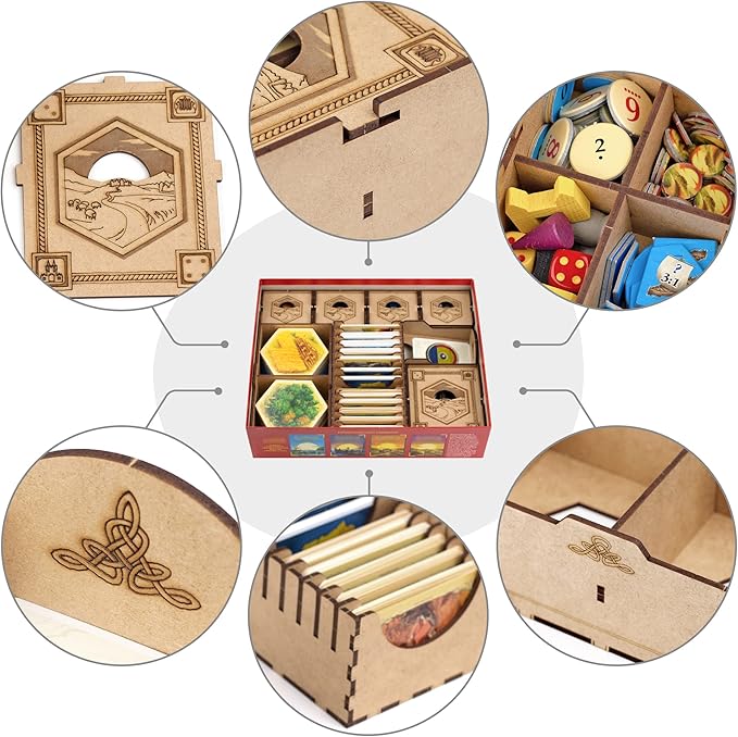 TowerRex Organizer Compatible with Catan Board Game and Cities and Knights, Seafarers Expansions, Storage Insert, Accessories Upgrade