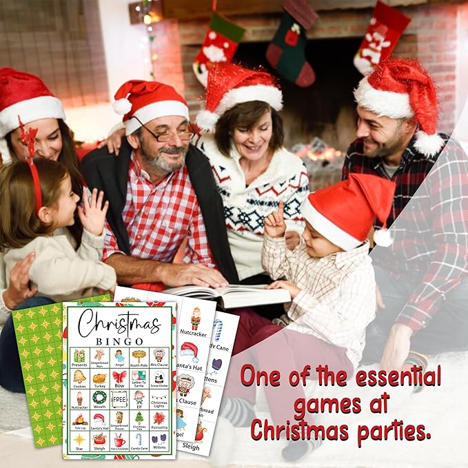 Christmas Bingo Party Games with 24 Players, Birthday Party Games Card, Family Activities Bingo Cards for Women Men Family Birthday Party Supplies, Party Favors Gifts for Friends - FS510