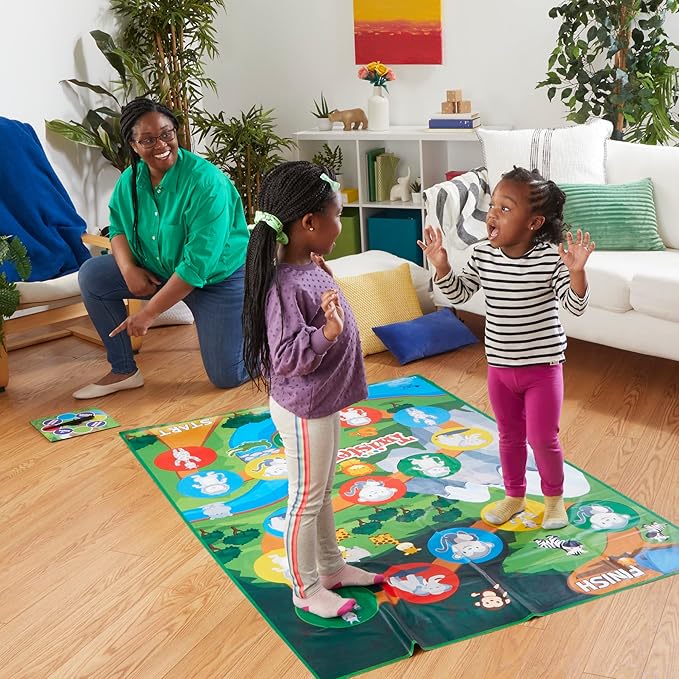 Hasbro Gaming Twister Junior Game, Animal Adventure 2-Sided Mat, 2 Games in 1, Party Game for Kids Ages 3 and Up and 2-4 Players (Amazon Exclusive)
