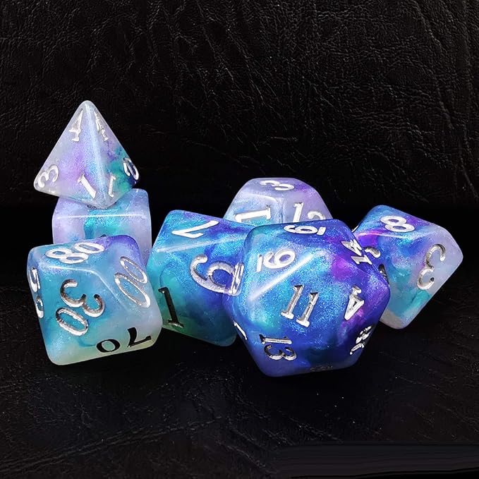 Bescon Magical Stone Dice Set Series, 7pcs Polyhedral RPG Dice Set Dragon Eyes, Polybag Packing