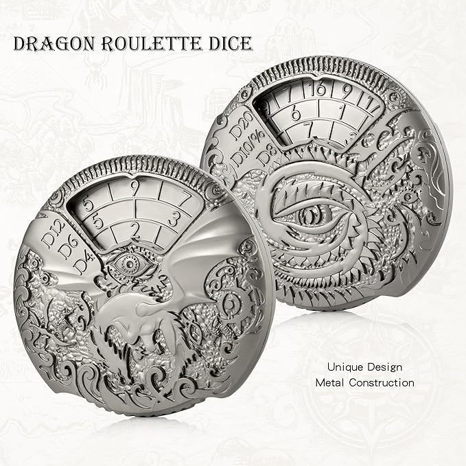 Spinner Dice DND,DNDND 7-in-1 Dragon Spinner Metal D&D Dice Set with Gorgeous Gift Box for Dungeons and Dragon and Tabletop Game (Iron)