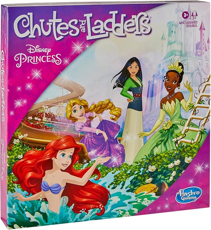 Hasbro Gaming Chutes and Ladders: Disney Princess Edition Board Game for Kids Ages 3 and Up, Preschool Game for 2-4 Players (Amazon Exclusive)