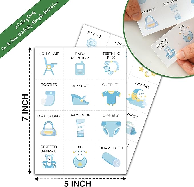 Blue Shower Bingo Game, Party Games with 24 Players, Family Activities, Bingo Cards for Party Supplies, Party Favors Gifts for Young Adults - blue06