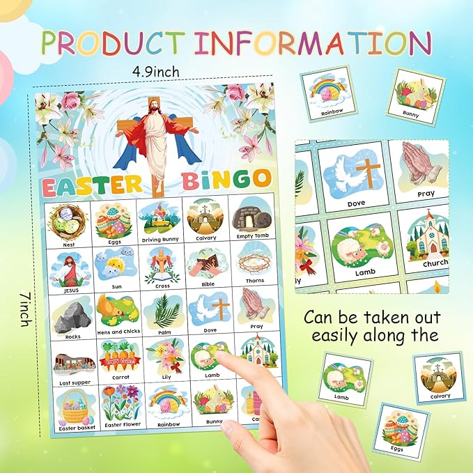 Easter Bingo Game Cards - 24 Players Bingo Games Indoor Activities Gifts Party Favors, Family Open Day Holiday Parties Supplies, Easter Basket Filler Stuffers