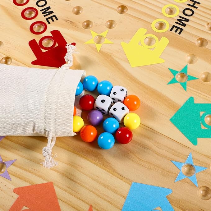 30Pcs 14MM Wahoo Board Game Replacement Marbles 6 Colors Aggravation Marbles with 6 Dices and 1 Storage Bag for Aggravation Wahoo Board Game