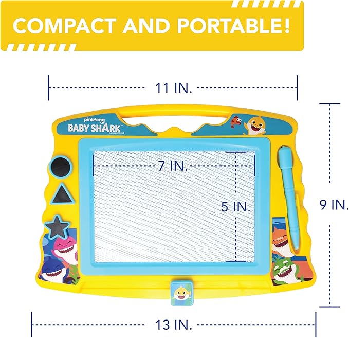 Lollipop Baby Shark Magnetic Drawing Board with Stylus and 3 Stamps, for Boys or Girls (Blue)…