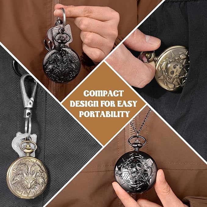 D&D Dice Set,7PCS Metal Dice for Dungeons and Dragons,Mini Dice Set with Pocket Watch Case,Role Playing Board Games Accessories (Dragon, Black)
