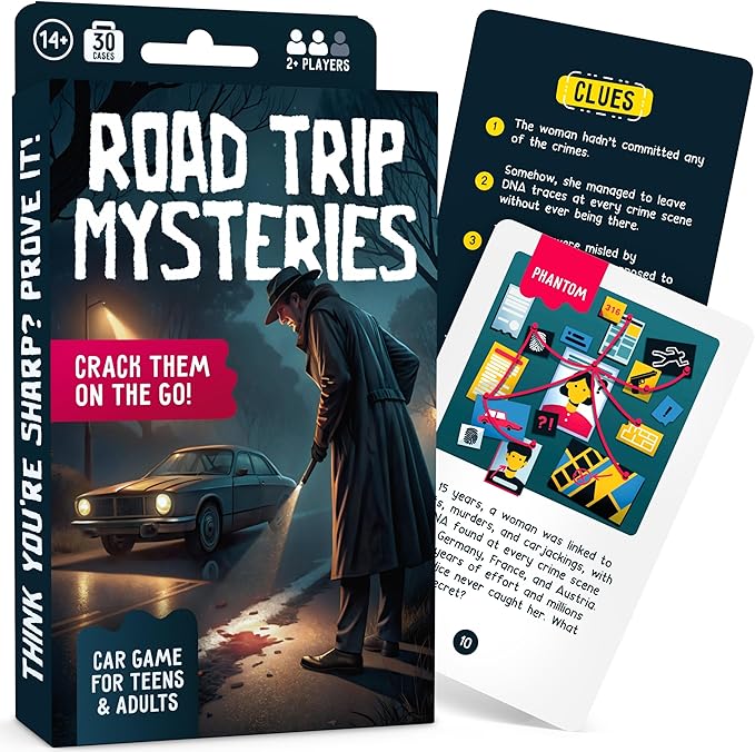 WELL BALANCED Road Trip Mysteries - Car Game for Adults & Teens, Road Trip Travel Essentials