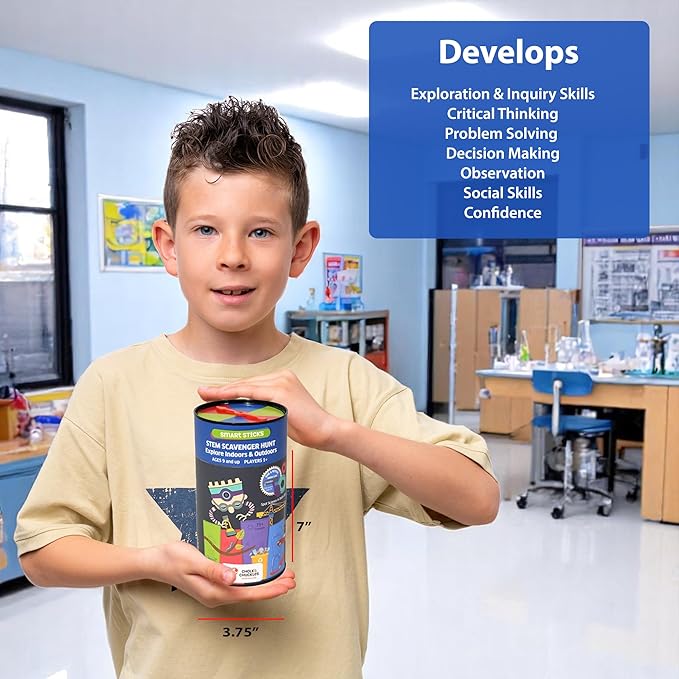 Chalk and Chuckles- STEM Scavenger Hunt Game for Kids Ages 8-12 Years, Indoor and Outdoor Activities, Fun Classroom and Family Game