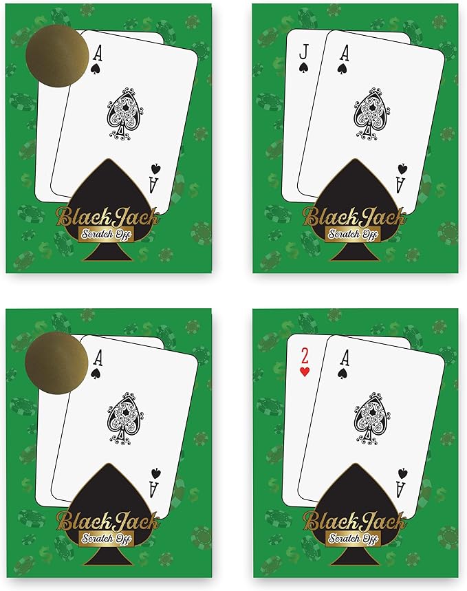 My Scratch Offs Casino Night Scratch Off Party Game Cards 26 Pack Gambling (Blackjack