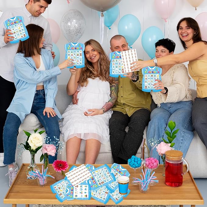 Baby Shower Bingo Game for Adults, 24 Players Baby Shower Bingo Cards Newborn Bingo Game for Family Friends Large Group Activity
