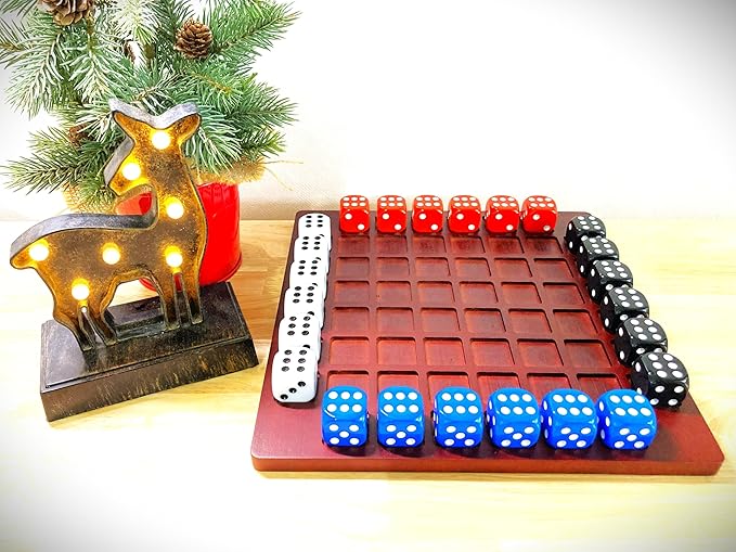 Dice Battle, 2~4 Player Board Games, 4 Player Durable Wooden Coffee Table Games for Adults, Best Bar Dice Games, Indoor Tabletop Game & 4 Players Wood Table Top Dice Game (Single(2~4)/Brown)