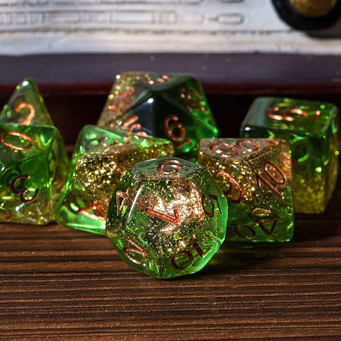 UDIXI 7 Die Polyhedral Dice Set D&D with Anchor Inclusion, Sequins DND Dice for Dungeons and Dragons RPG and Other Tabletop Games
