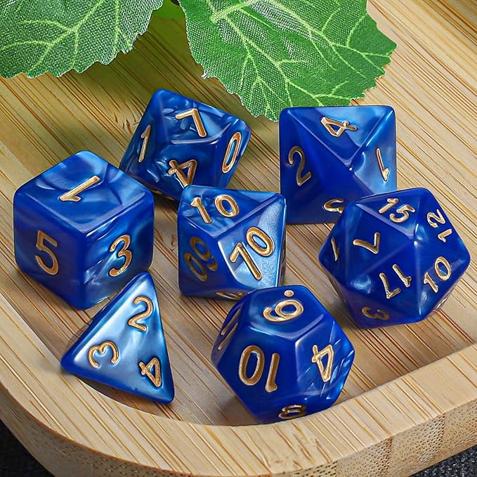 CiaraQ DND Polyhedral Dice Set with a Black Dice Bag for D&D RPG MTG Role Playing Table Games(Navy Blue)