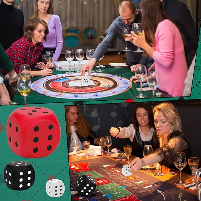 3 PCS Jumbo Foam Dice, Large Stress Relief Big Dice, Soft Squeeze Squishy Giant 6 Sided Dot Cube for Family Game Classroom Educational Party Favors, Assorted Size 2.36", 3.94", 5.91"