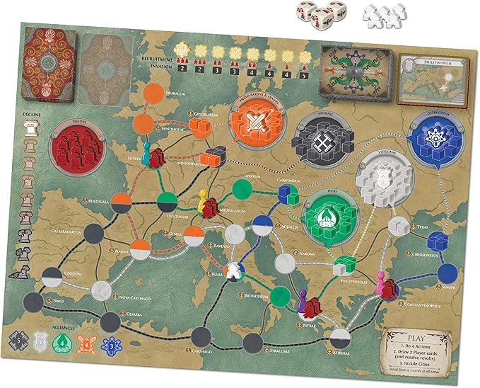 Pandemic Fall of Rome, Adults and Family,Cooperative Board Game | Ages 8+ | 1 to 5 Players | Average Playtime 45-60 Minutes | Made by Z-Man Games
