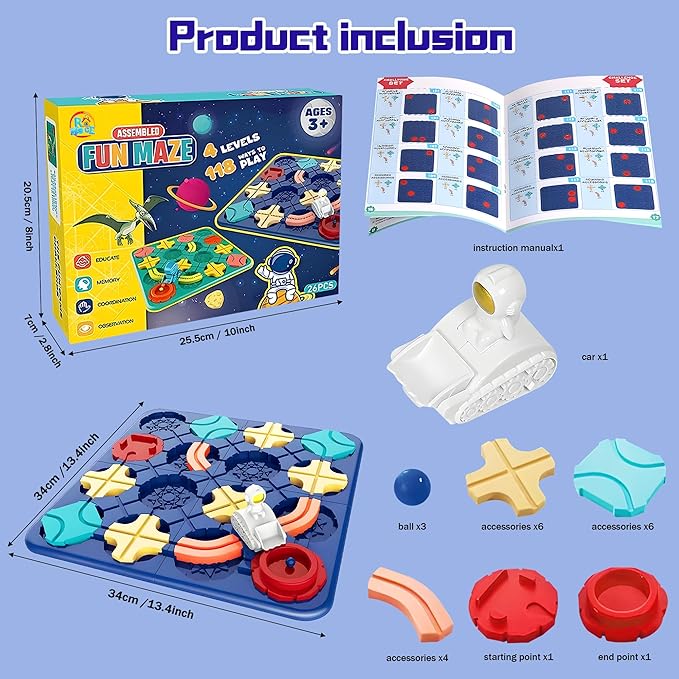 Logical Road Builder, STEM Board Games Brain Teaser, Kids Puzzle Games Educational Montessori Toys, Large Board Games Birthday Gifts for 4 5 6 7 Year Old Preschool Boys Girls