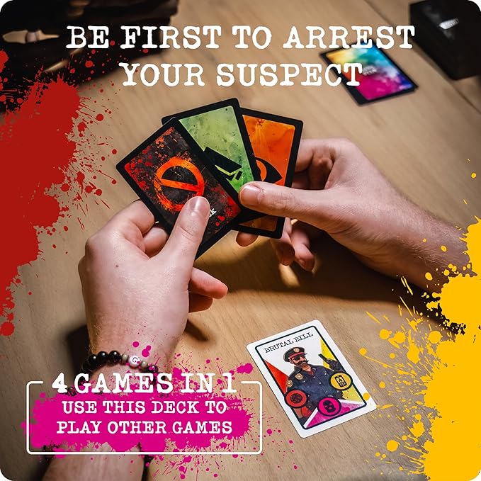 Cryptic Killers Suspicion – Playing Cards, Card Game & Travel Games for Adults, Deal and Play 2-7 Players, Detective Arrest Bluffing Strategy, 14+ Family Game Night