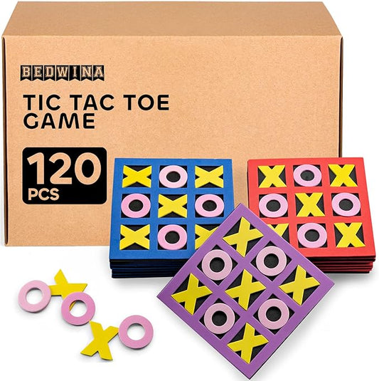 Tic Tac Toe (Bulk Pack of 120) 5"x5" Foam Tic-Tac-Toe Mini Board Game Toys for Kids, Birthday Party Favors, Goody Bag Stuffers, Classroom Prizes & Occupational Therapy