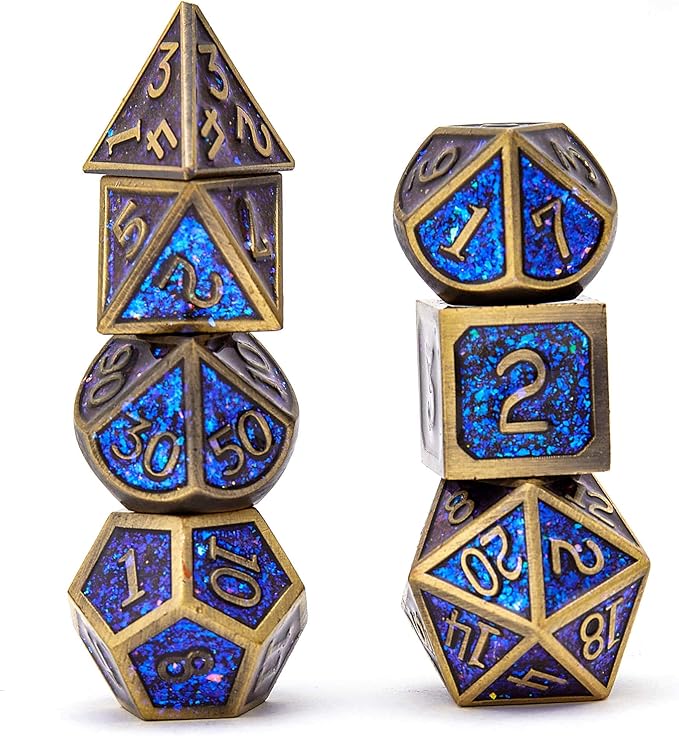 Metal Dice Set D&D Dragon and Dungeon Polyhedral Metal Dice, Punk Style Role-Play RPG Explorer MTG Pioneer Game DND Dice Set (7 Pieces)