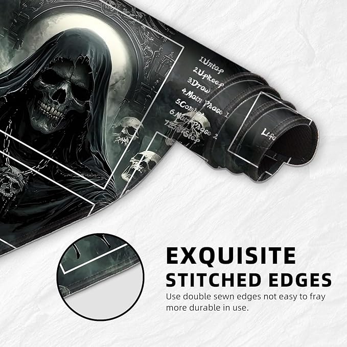 for MTG Playmat with Zones Storage Bag, for TCG Playmat and Playing Card Mat for Magic Board Games, Ghostly Faces Non-Slip Stitched Edges Game Mat, Rollable Foldable Card Playmats