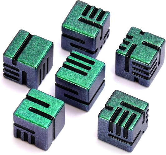 D6 Dice Set 6 Pcs 16mm, Cool Fancy 6 Sided Die Great Metal D6 for DND RPG Dungeons and Dragons (D6 Green Black)