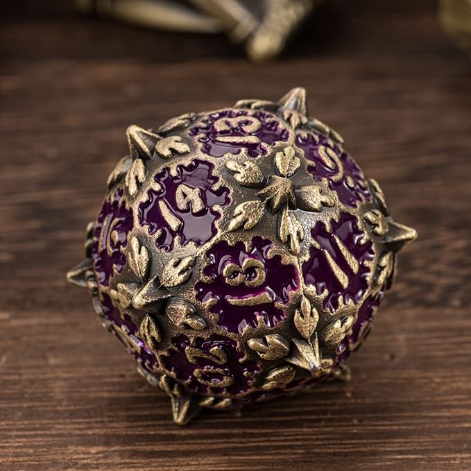 UDIXI Dragon Metal Dice Set D&D, 7-die Polyhedral Dice Set with Unique Shape for DND Dungeons and Dragons Role Playing Games and Tabletop Game (Bronze with Purple Number)