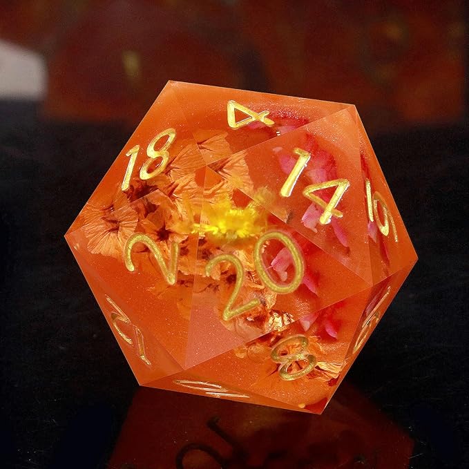Haxtec DND Dice Set Sharp Edge Resin Dice Set with Dice Case, Flower D and D Dice, Polyhedral D&D Dice Set for Dungeons and Dragons TTRPGs DND Gift