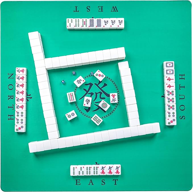 Chinese Mahjong Set, 146 Numbered Melamine 1.6" (40 mm), Large Size Complete Mah jongg Set with Carrying Travel Case (White Jade Color)