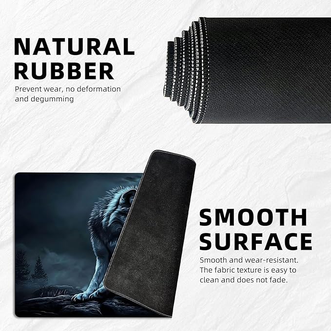 for MTG Playmat with Storage Bags, Card Playmat for TCG Card Playing Game,Rollable & Foldable for PTCG and Board Game Mat for Cards,Non-Slip Wolf Desk Mat for Home Office