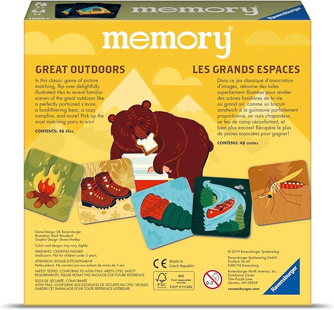 Ravensburger Great Outdoors Memory Game | Fun & Fast Camping Matching Game | Ideal for Boys & Girls, Ages 3 & Up | Builds Focus, Memory & Matching Skills - 20359