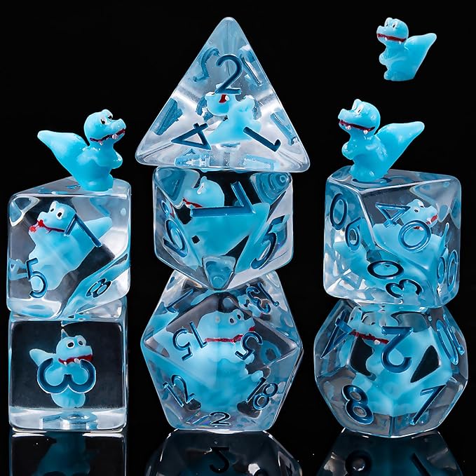 Polyhedral Dinosaur DND Dice,Resin Dinosaur D&D D and D Dice Set for Dungeons and Dragons MTG RPG Board Games