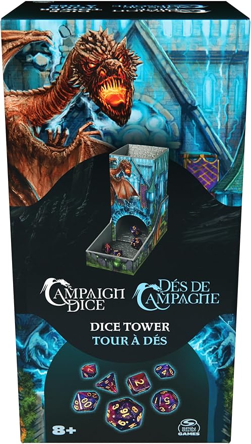 Campaign Dice Tower, Portable 7 Polyhedral Dice Role-Playing Board Games DND Dungeons Dragons MTG Magic The Gathering, for Adults & Kids Ages 8 and up