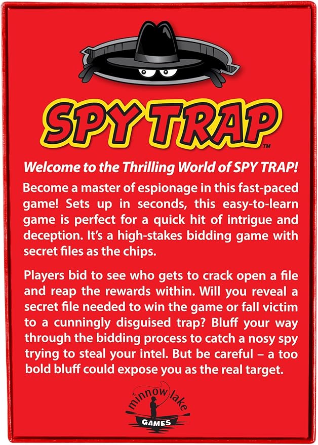 SPY Trap: Welcome to The Thrilling World of Espionage! Bluff Your Way Through a high Stakes Bidding Game. Crack Open a File to Reap The Rewards but Beware of The Hidden Traps.