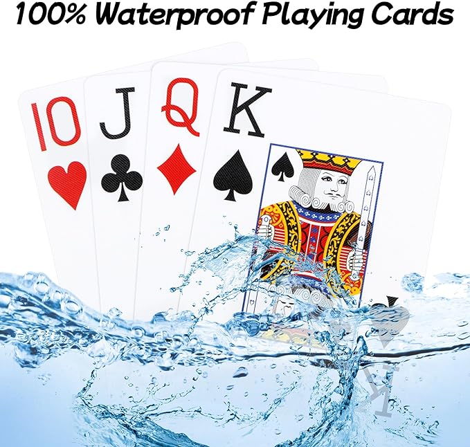 Plastic Playing Cards 2 Pack Waterproof Poker Card,Jumbo Large Print Playing Cards for Adults Seniors,2 Decks of Cards Set Poker Size Cards Professional for Fun Card Game