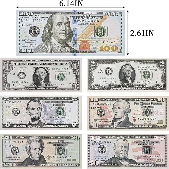 140Pcs Prop Money Play Money, Number Learning Toy for Music Video, Develops Early Math Skills, Prop Money for Board Game, Parties, and Magicians